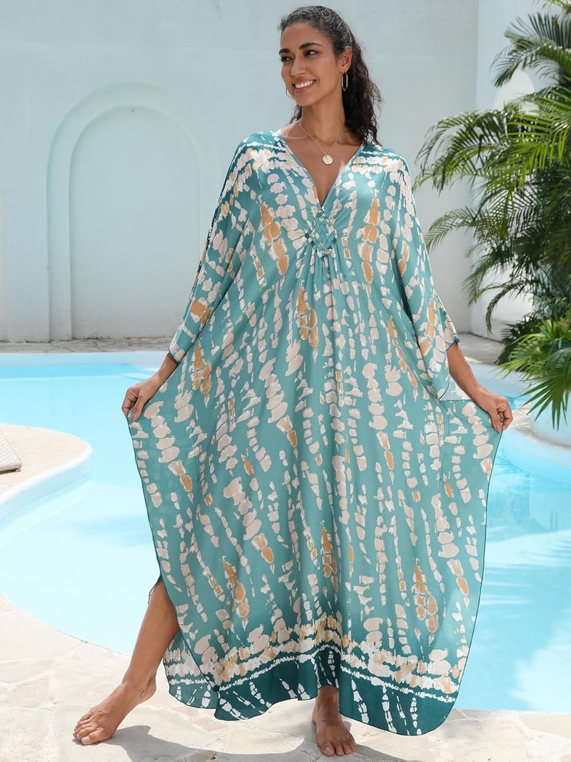 KEYLORTING Women's Plus Size Kaftan Dress – Plus Size Maxi Dress Moo Moos Beach Cover Up,Bathing Suit Cover-Up Loungewear - Image 5